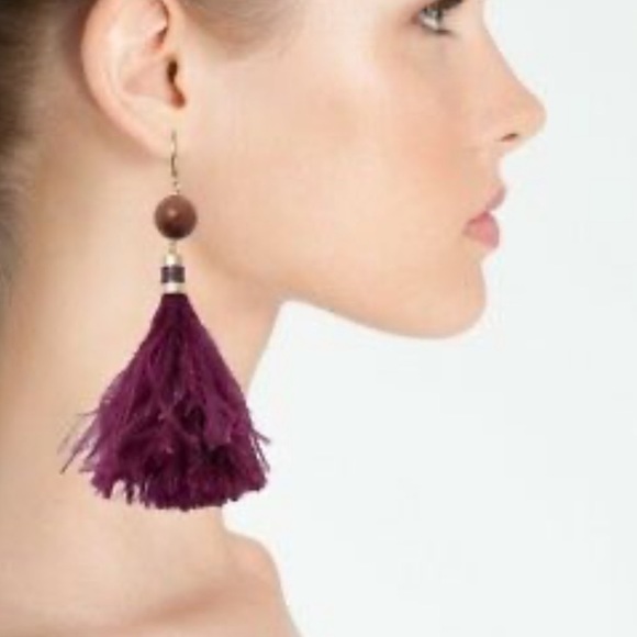 Kate Spade - Swing Time Tassel Drop Feather Earrings, Purple Multi, NWT - Picture 7 of 9